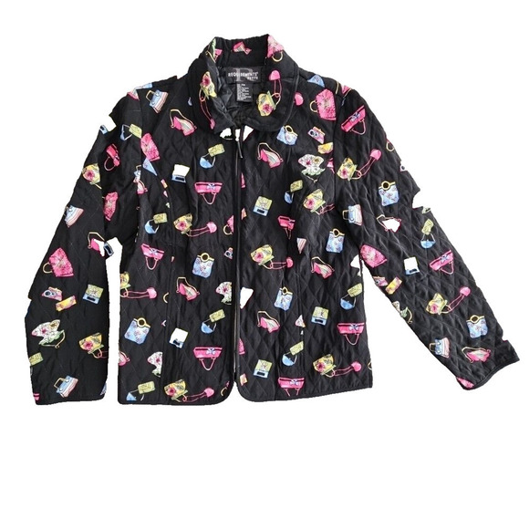 Requirements Jackets & Blazers - Requirements Women's Jacket Petite PM Black Quilted Purses Zipper Pockets